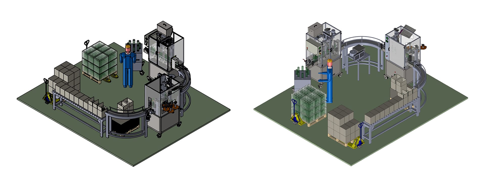 Automated filling machines for bottles and containers